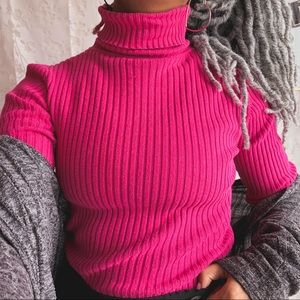 Hot Pink Turtleneck | Gap Ribbed Turtleneck